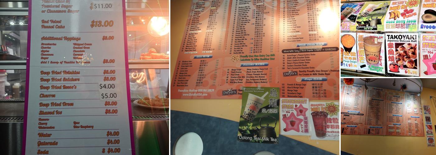 Quickly Tea Menu