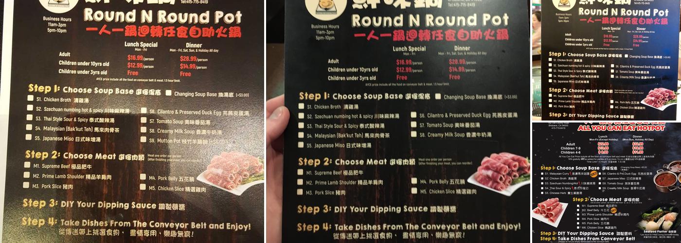 Round N Round Pot Menu