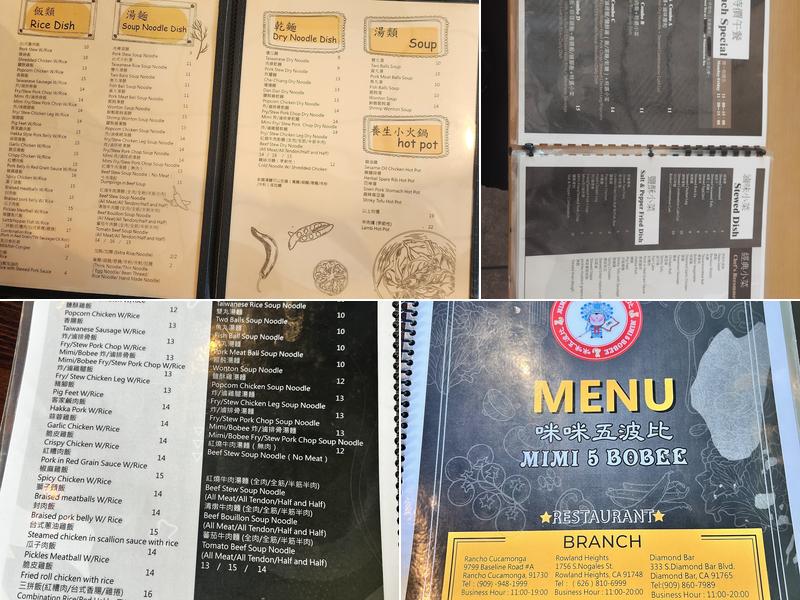Mimi 5 Bobee Menu