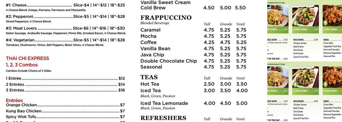 Thai Chi 2 Menu