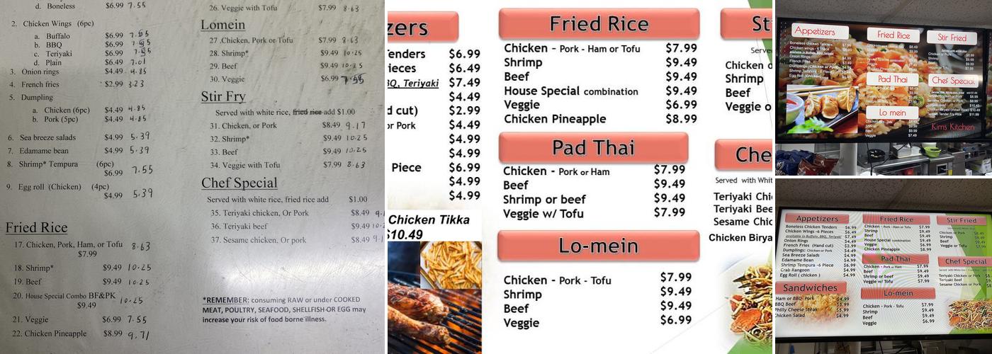 Kim's Kitchen Menu