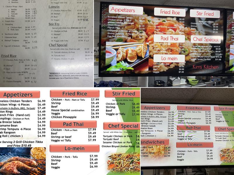 Kim's Kitchen Menu