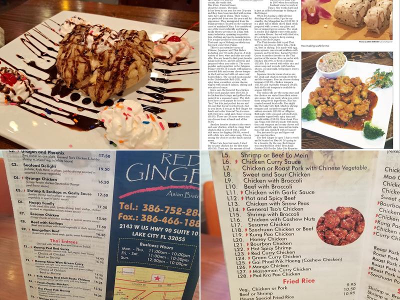 Red Ginger Asian Bistro Menu