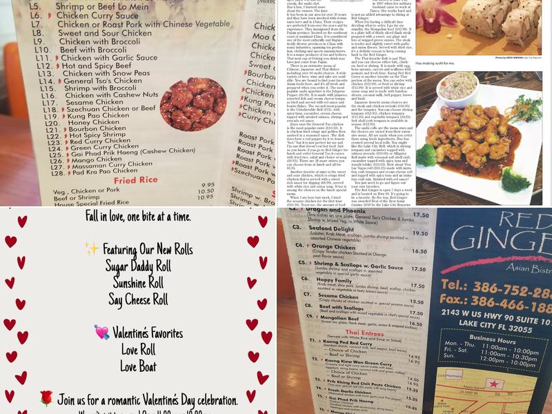 Red Ginger Asian Bistro Menu