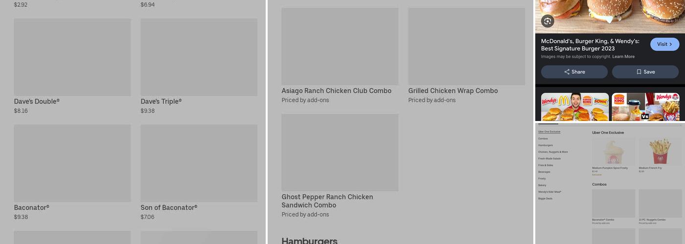 Wendy's Menu