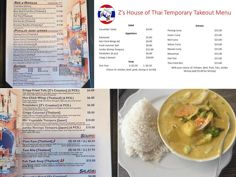 Z's House Of Thai Menu