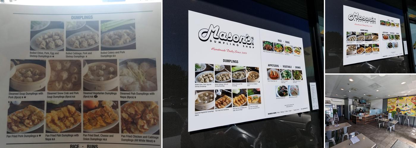 Mason's Dumpling Shop Menu