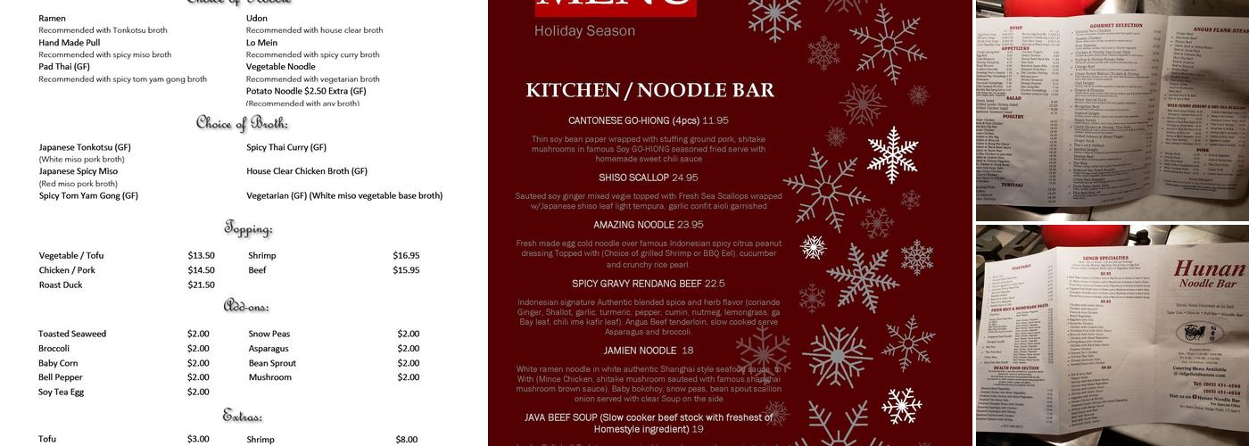 Hunan Noodle Bar Menu