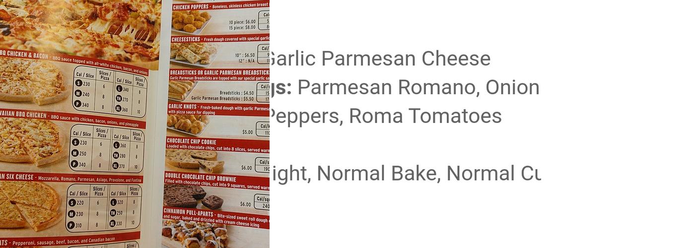 Papa Johns Pizza Menu
