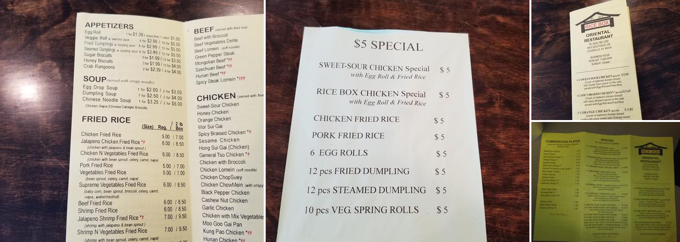 Rice Box Menu
