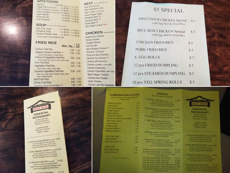 Rice Box Menu