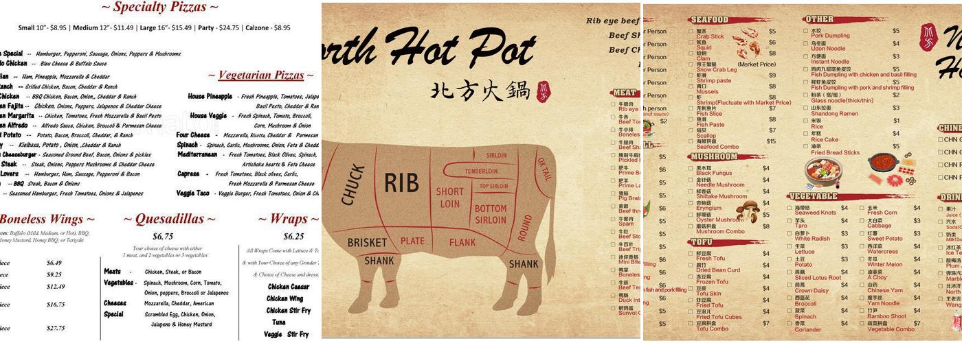 North Hot Pot Menu