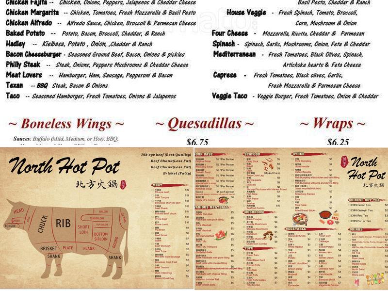 North Hot Pot Menu