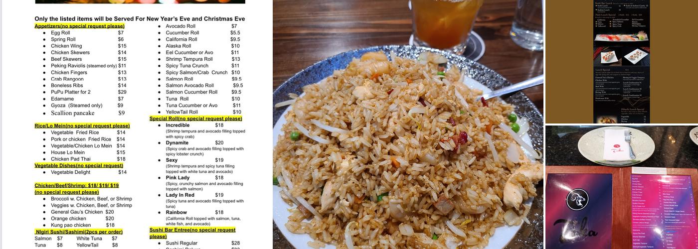 Taka Asian Cuisine Menu