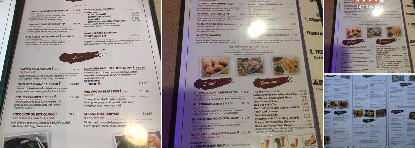 Viet Aroma Menu
