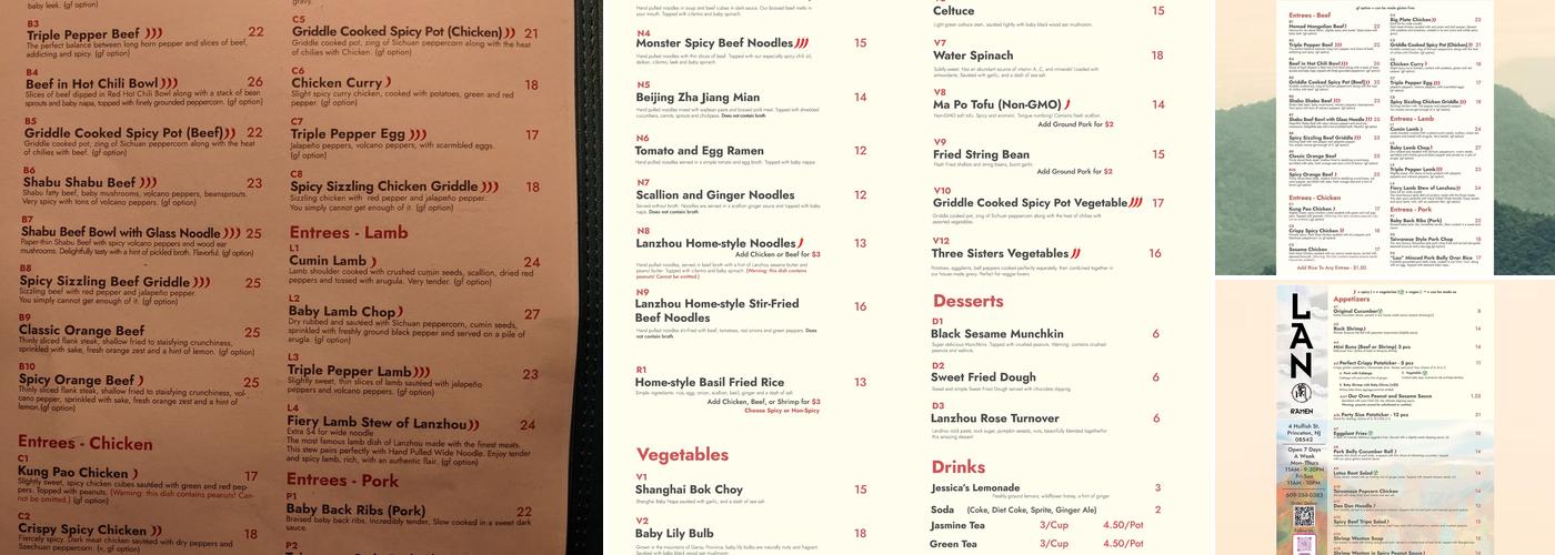 Lan Ramen Menu