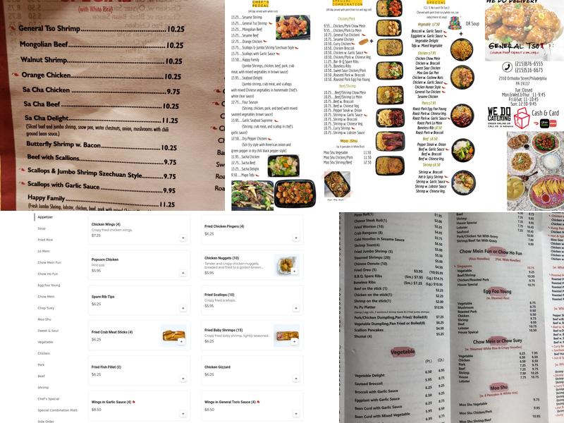 General Tso Menu