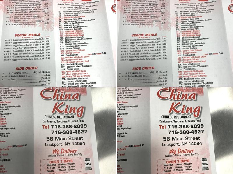 China King Menu