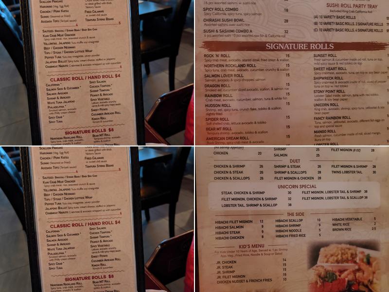 Unicorn Asian Sushi Hibachi & Bar Menu