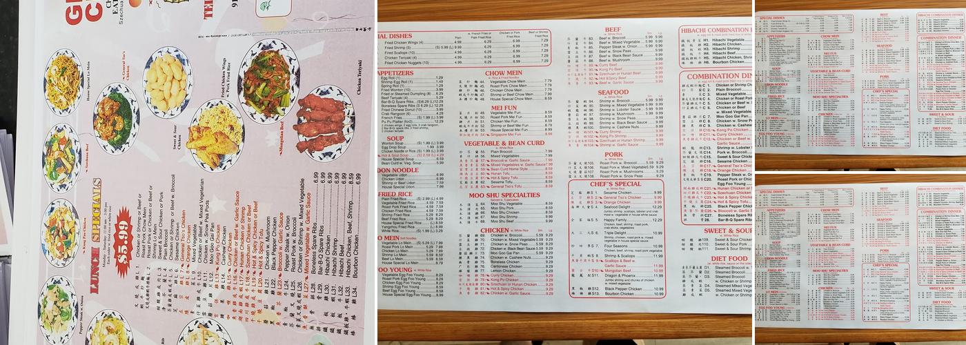 Great China Menu