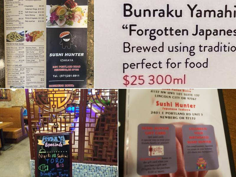 SUSHI HUNTER IZAKAYA Menu