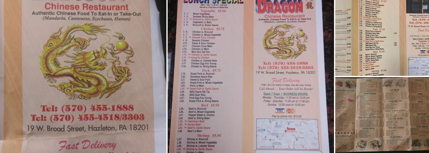 Dragon Chinese Restaurant Menu