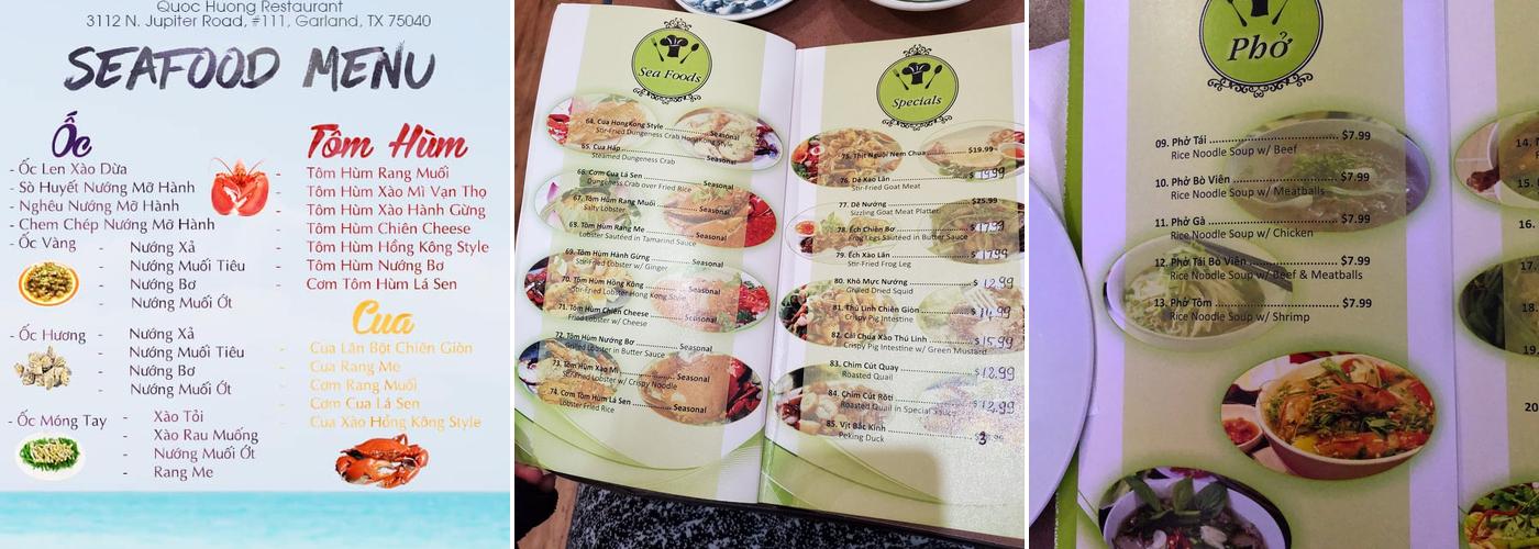Quoc Huong Restaurant Menu