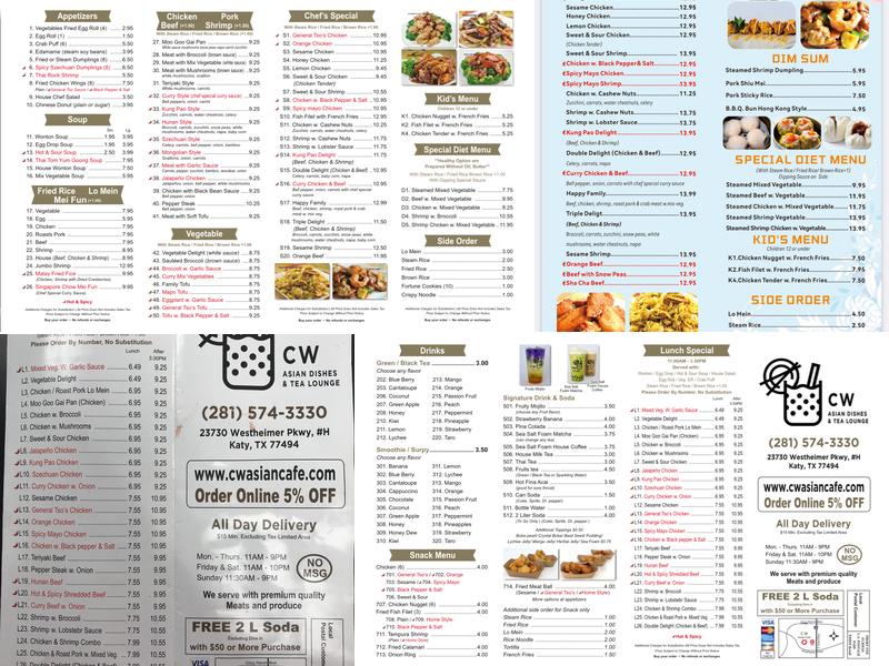 CW Asian Cafe Menu