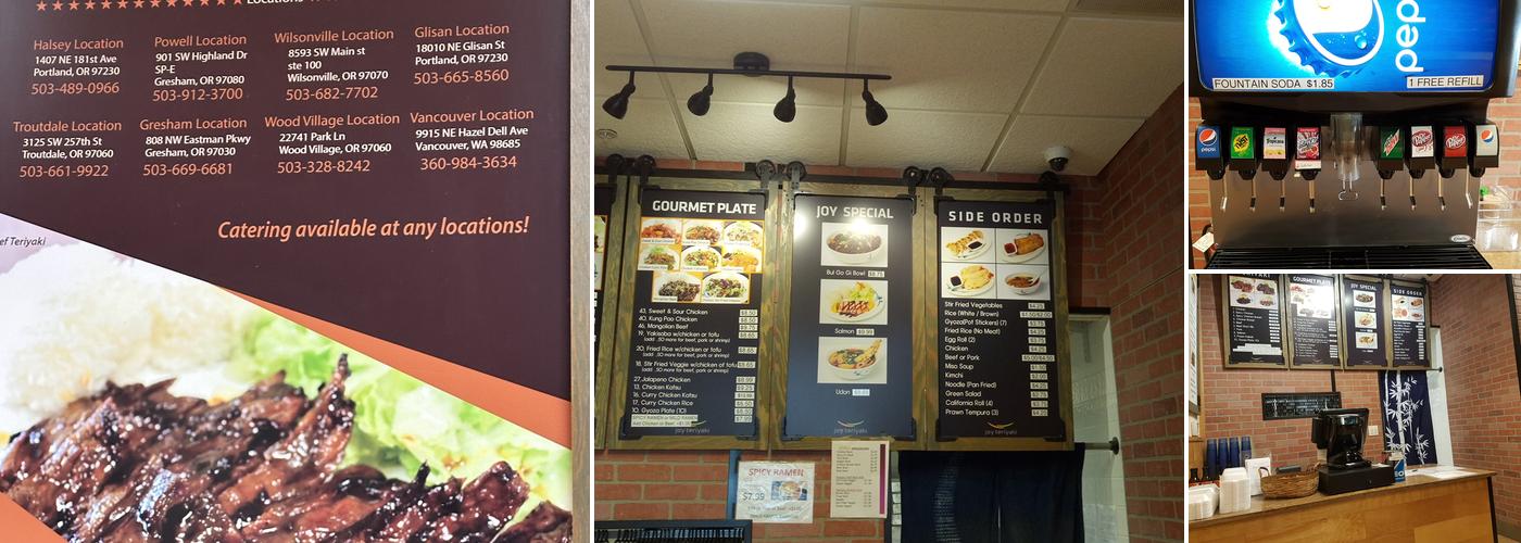 Joy Teriyaki Menu
