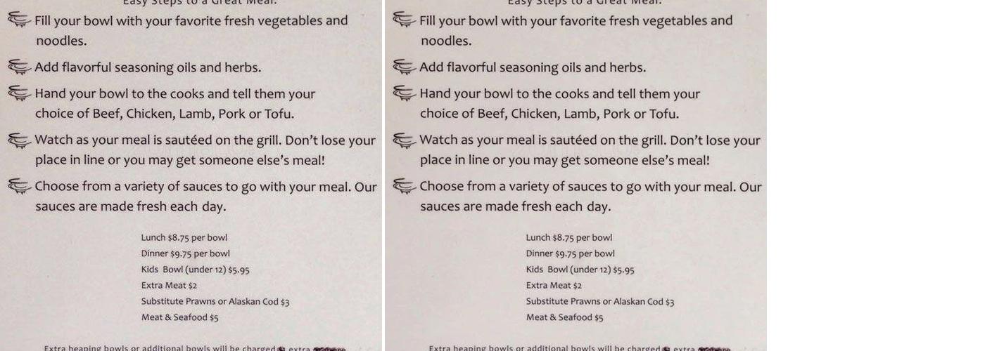 Mongolian Grill Menu