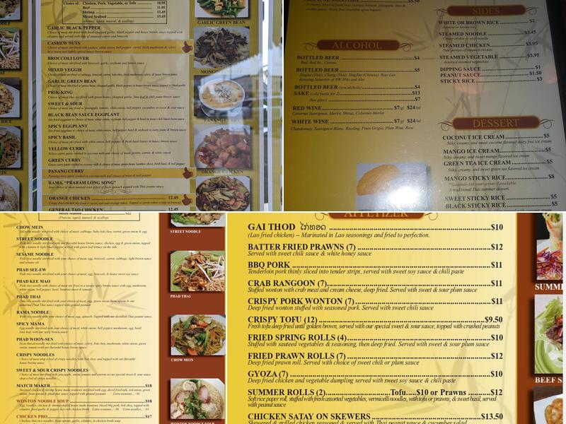 Thai On Main Street Menu