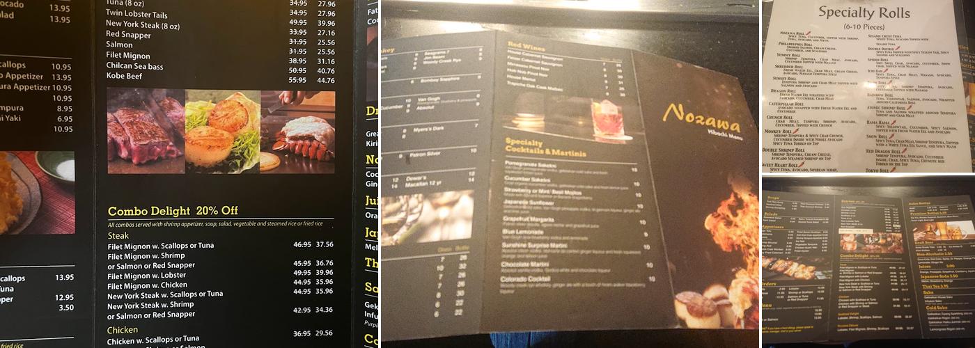 Nozawa Sushi & Hibachi Menu