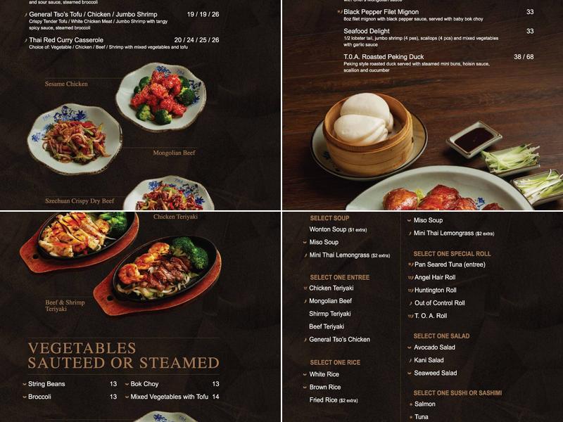 TOA Asian Fusion (Sayville) Menu