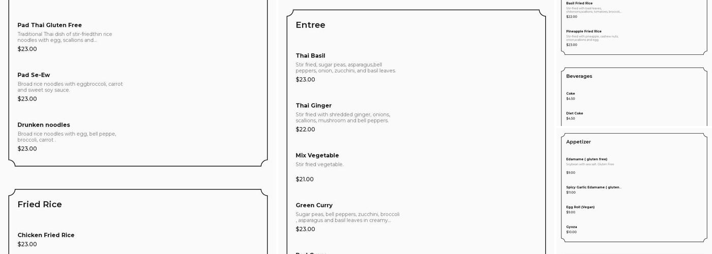 Beyond Sushi Thai Menu