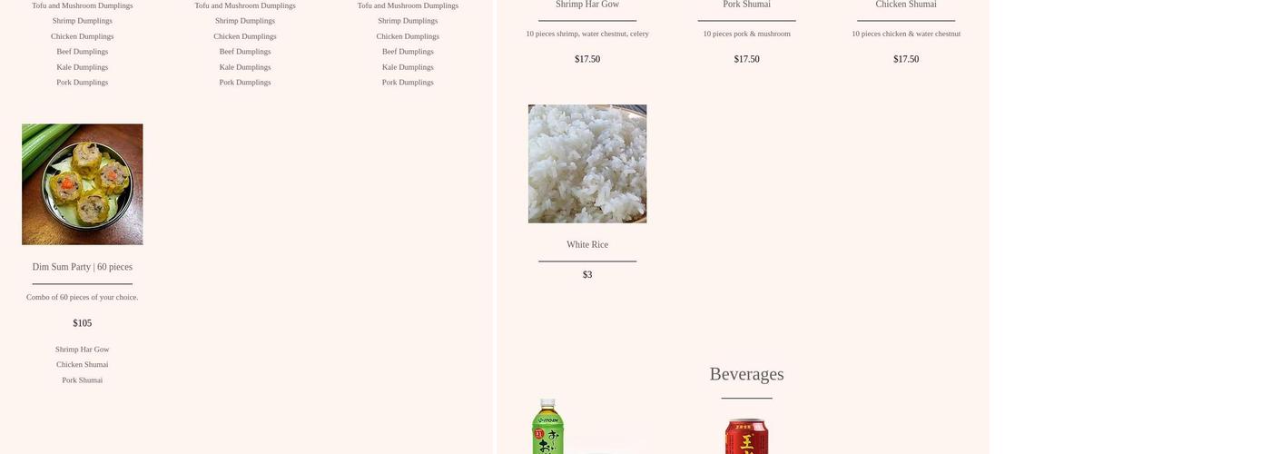 Yang's Dumplings Menu