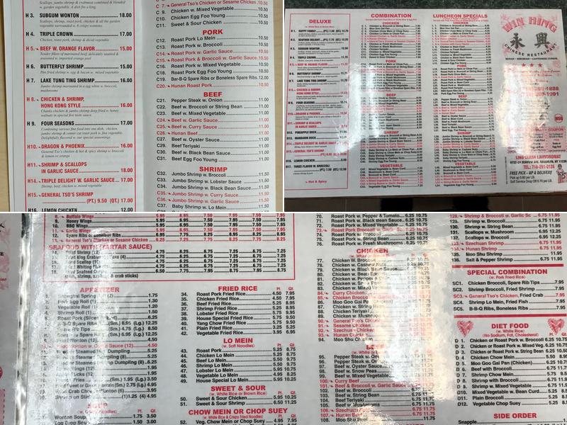 Win Hing Menu
