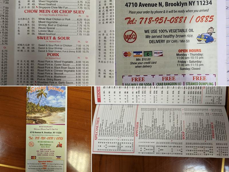 Spring Garden Menu