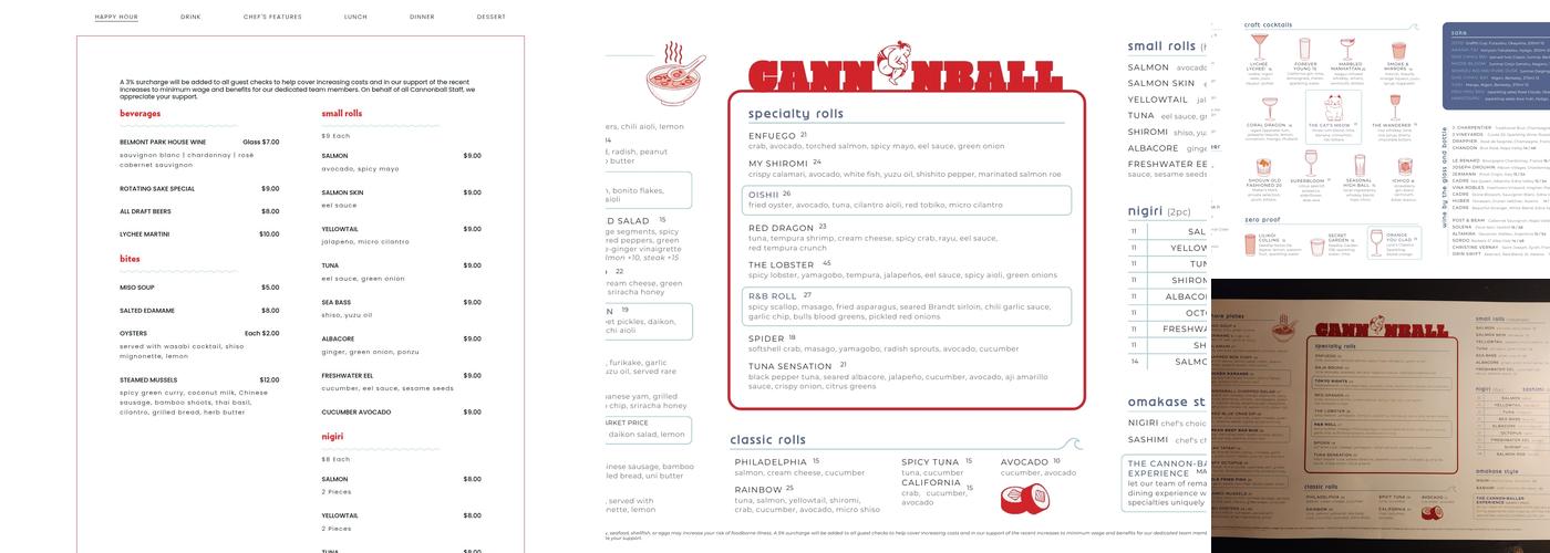 Cannonball Menu
