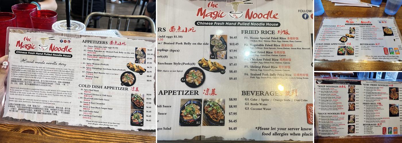 The Magic Noodle Menu