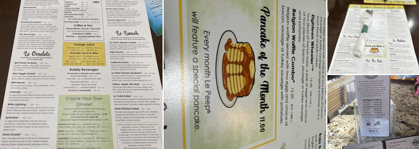 Le Peep® Centennial Menu