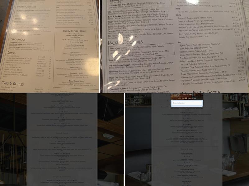Officers Club Menu