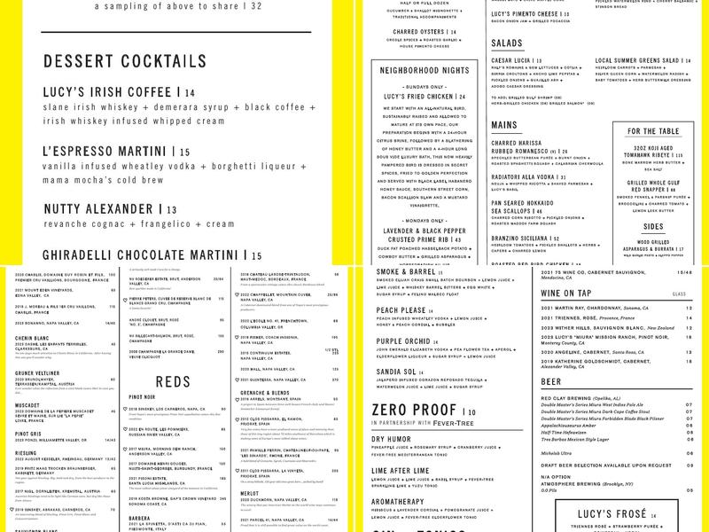 Lucy's Menu