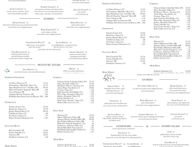 Bricktop's Menu