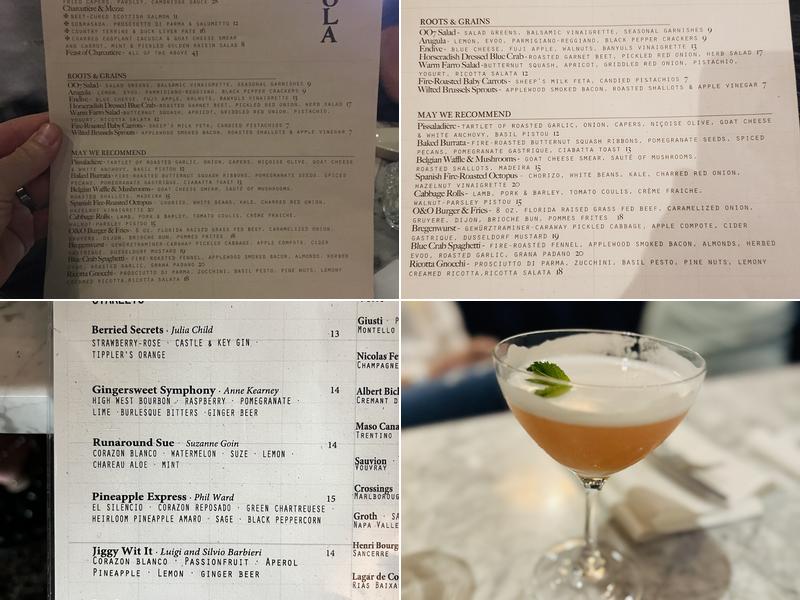 Oak & Ola Menu