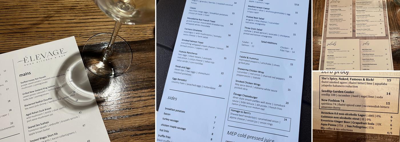Elevage Menu