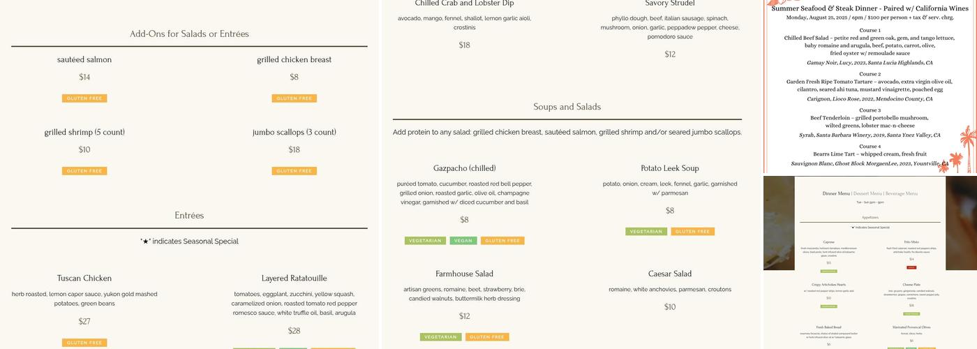 Mimi's Table Menu