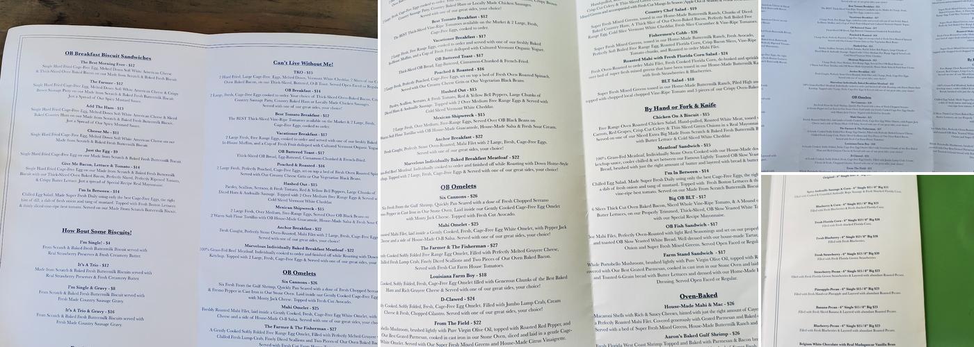 O-B House - Fort Lauderdale Menu