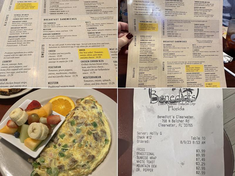 Benedict's Breakfast and Lunch Menu