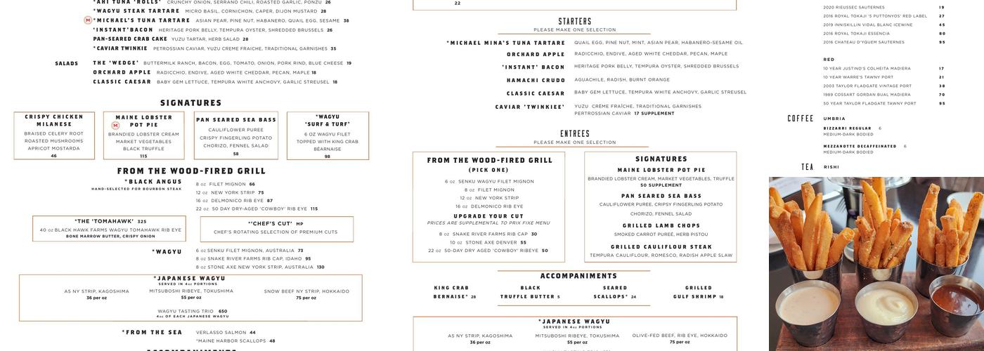 Bourbon Steak by Michael Mina Menu