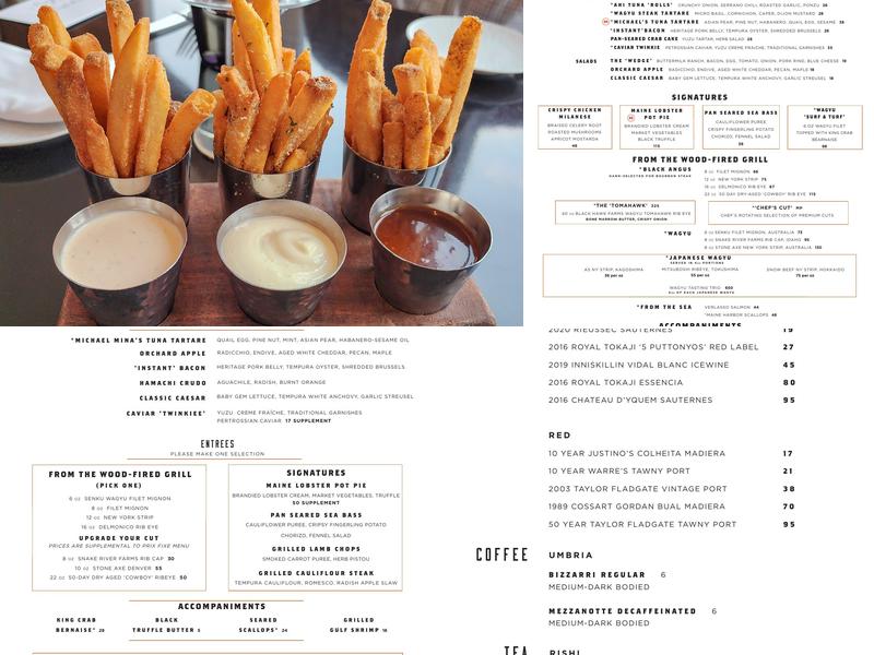 Bourbon Steak by Michael Mina Menu